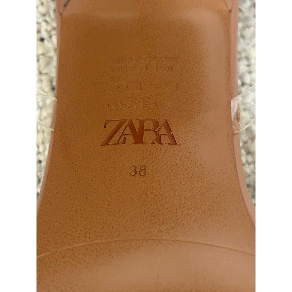Zara Bow Trim Clear Vinyl Open Toe Slingback Heels Size 38 (7.5) - Picture 8 of 8